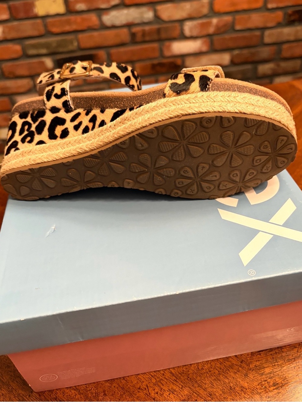 Aetrex Leopard Print Ankle-Strap Sandals - Tan and Black - Picture 3 of 4